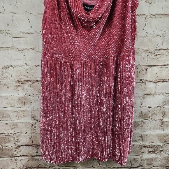 Retrofete Jill Sequin Mini Dress in Pastel Pink Size XL NWT Spaghetti Straps - Picture 5 of 13